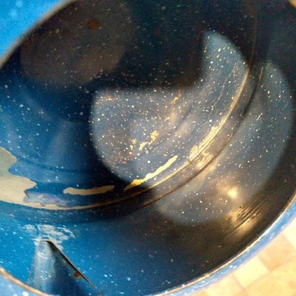 Rustic Blue & White Speckled Enamelware Graniteware Tea Pot Kettle - Picture 7 of 11